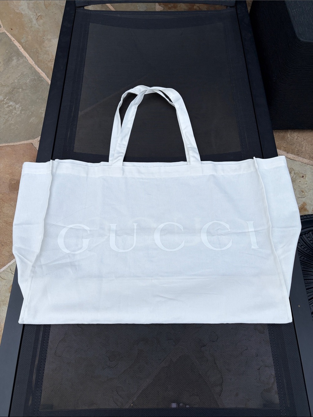 Gucci White Logo Canvas Tote